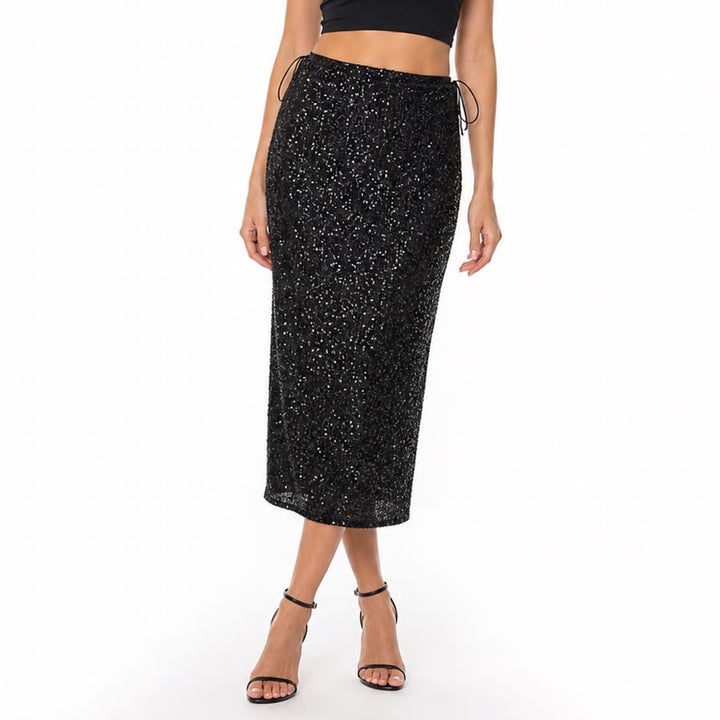 Six Fifty Black Sequin Midi Skirt Womens Size Medium Sparkle Party NYE New