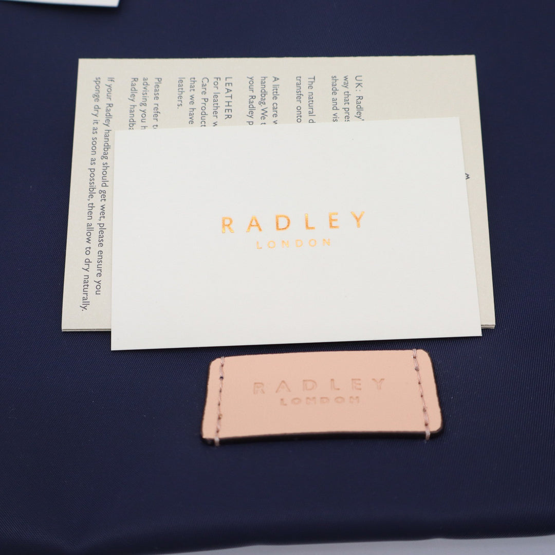 Radley London Pocket Essentials Ziptop Tote Dark Blue Nylon Leather Trim
