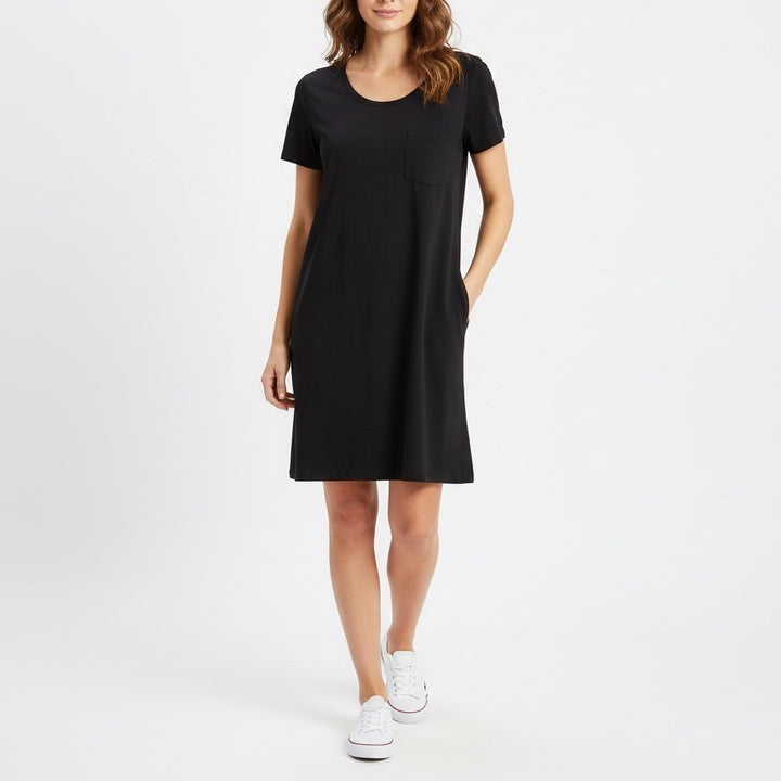 Mossimo Supply Co Black Pocket T Shirt Dress Size M Rayon Spandex Short Sleeve