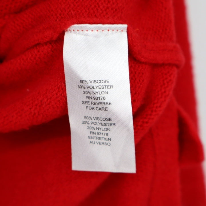 Tahari Sweater Womens Medium Red Knit Ribbed High Low Hem Crew Neck Long Sleeve
