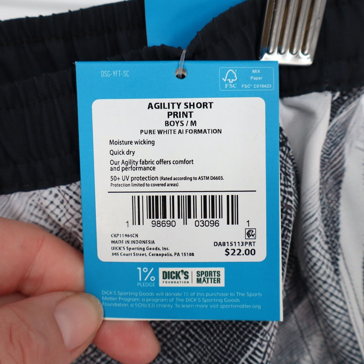 DSG Boys Agility Short Print Pure White AI Formation Medium 10-12