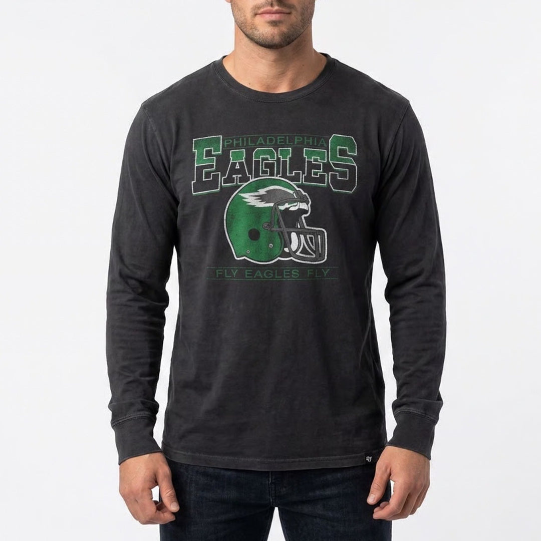 47 Brand Philadelphia Eagles Long Sleeve Graphic T-Shirt Mens Large Black NFL