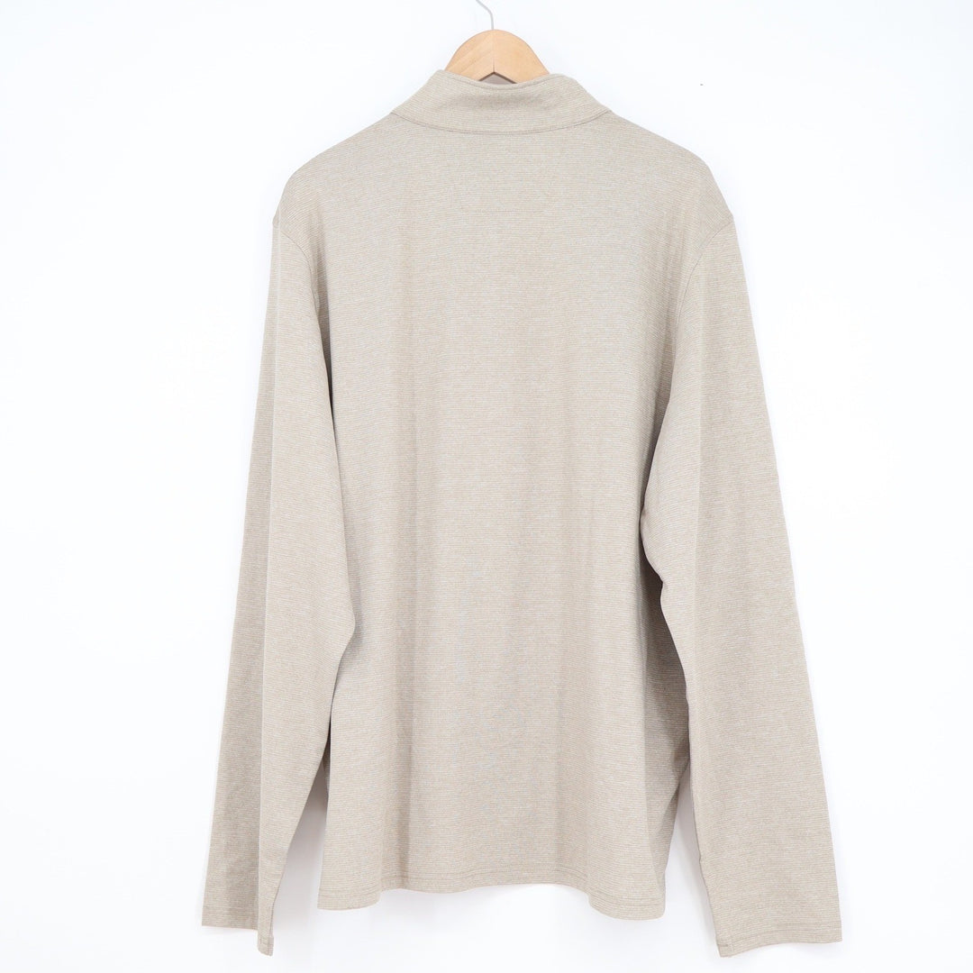 Gerry Mens XXL Tan Micro Stripe Quarter Zip Pullover Long Sleeve Shirt