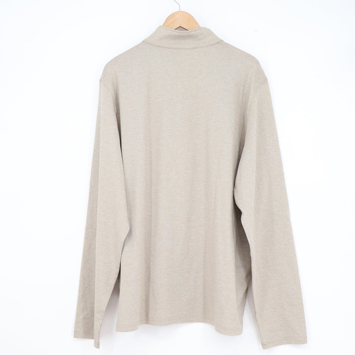 Gerry Mens XXL Tan Micro Stripe Quarter Zip Pullover Long Sleeve Shirt