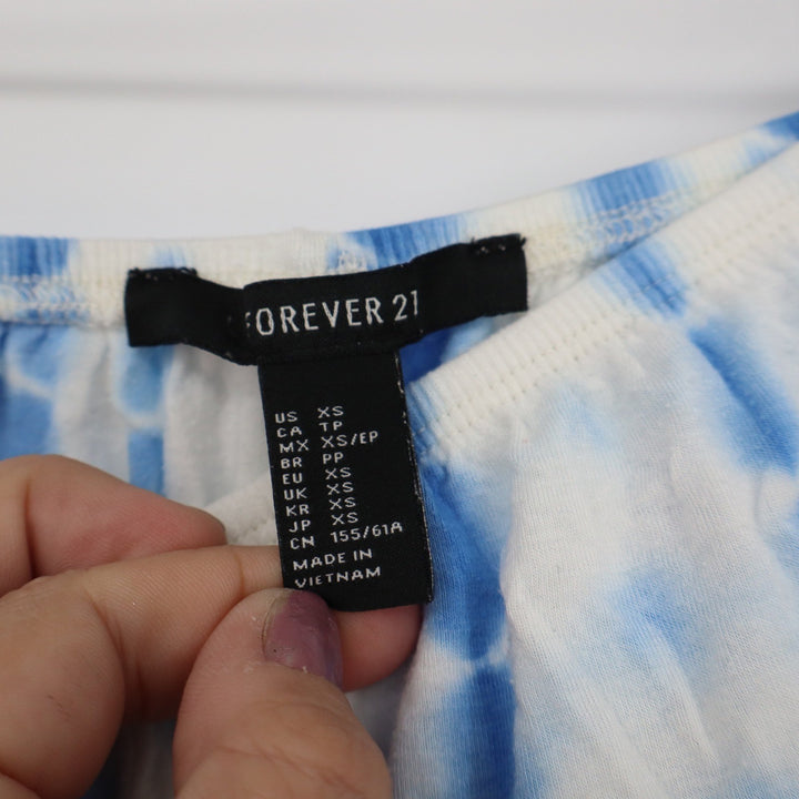 Forever 21 Blue White Tie Dye Ruffle Hem Lounge Pajama Shorts XS
