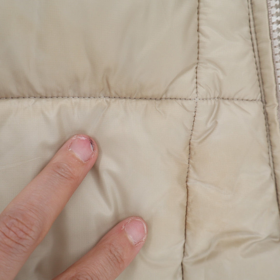 GAP Puffer Coat Womens XL Beige Full Zip Pockets Hooded Thumb Hole Long Sleeve