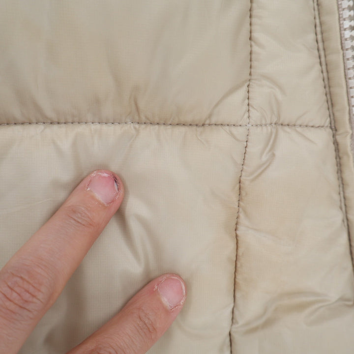 GAP Puffer Coat Womens XL Beige Full Zip Pockets Hooded Thumb Hole Long Sleeve