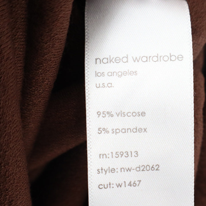 Naked Wardrobe Chocolate Brown One Shoulder Asymmetrical Mini Dress L