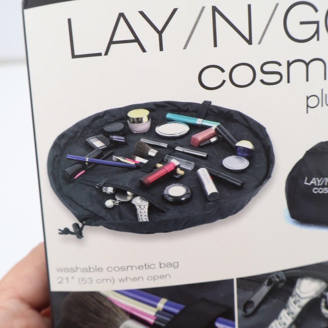 Lay-n-Go Cosmetic Bag Unisex OS Cosmo Plus Black Washable Travel Pouch NEW