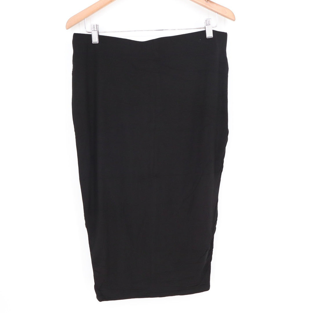 Naked Wardrobe Black Midi Pencil Skirt Plus Size 1X Bodycon Stretch
