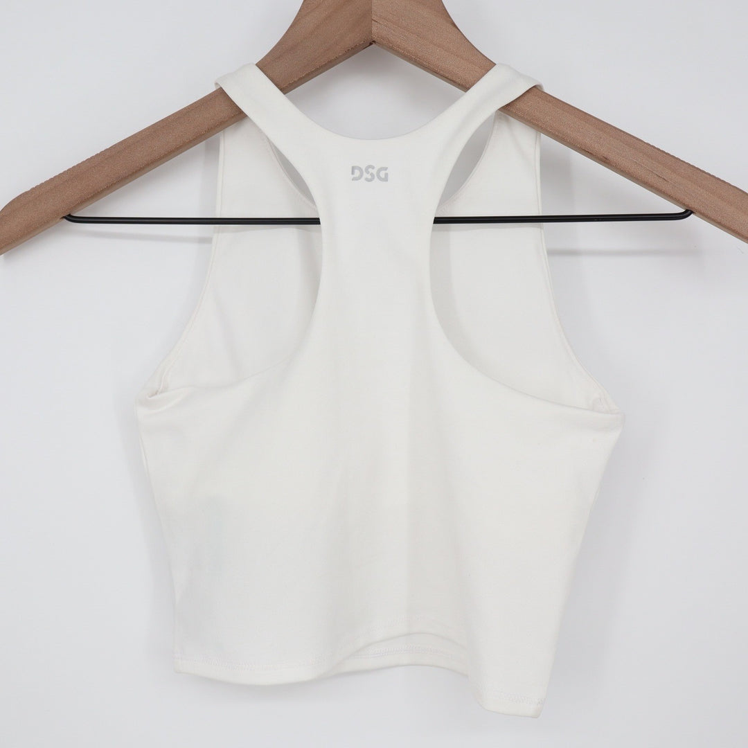 DSG Girls Small 8-9 Pure White Shelf Bra Tank Top Racerback