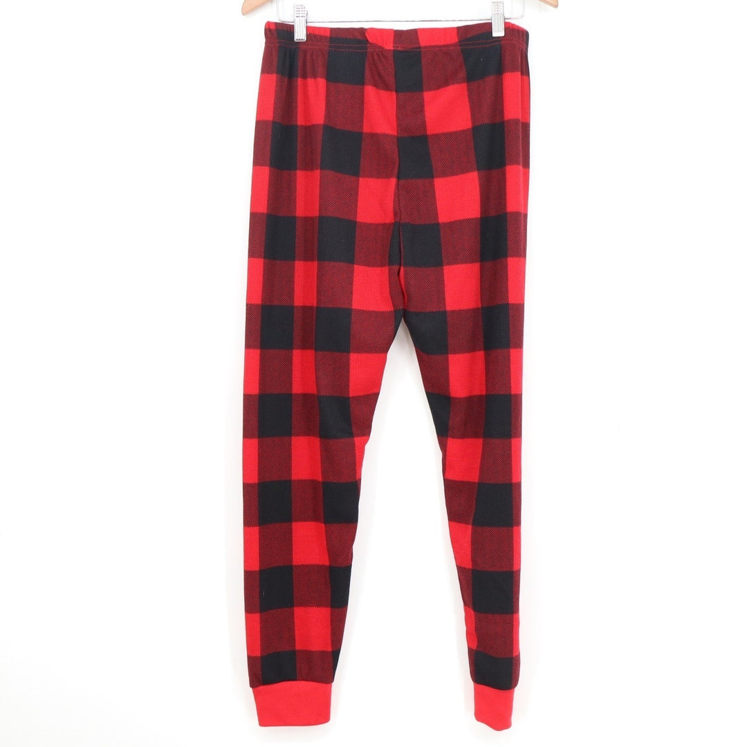 PJ Place Red Black Buffalo Plaid Pajama Pants Adult Medium Waffle Knit Lounge