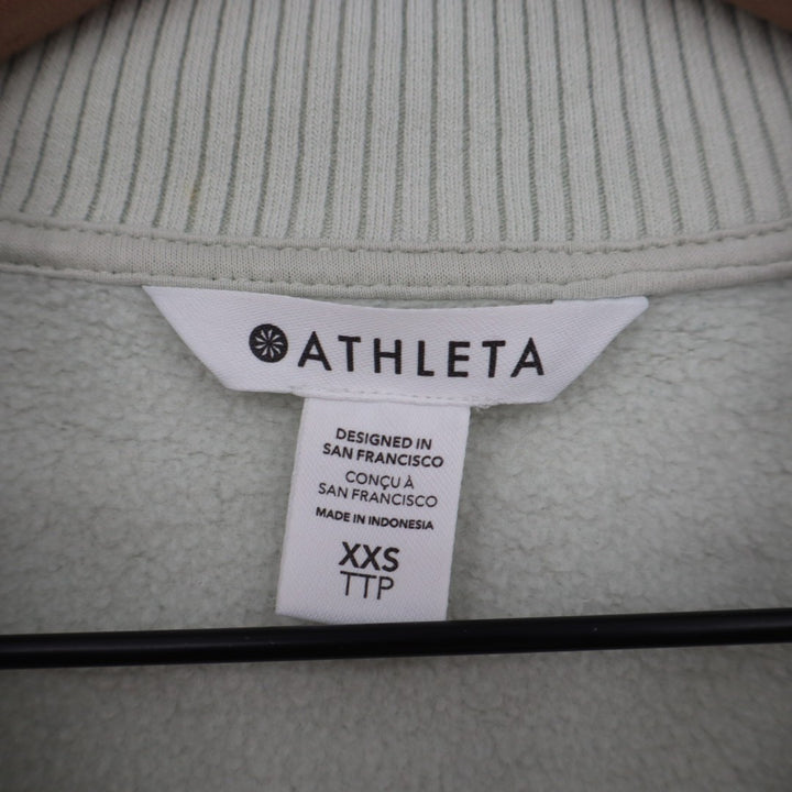 Athleta Retroplush Revive Sweatshirt Womens 2XS Sage Green Half Zip Fleece Lined
