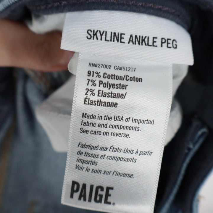 PAIGE Skyline Ankle Peg Jeans Womens Size 28 Medium Wash Straight Leg Denim