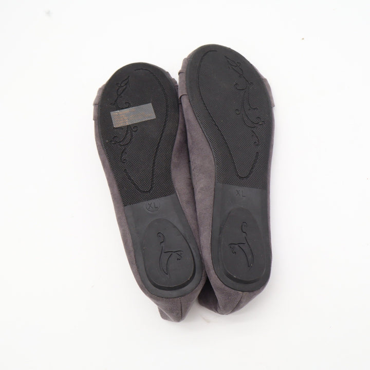 Sole Mates Womens Charcoal Grey Knotted Bow Faux Suede Ballet Flats Size XL 9-10