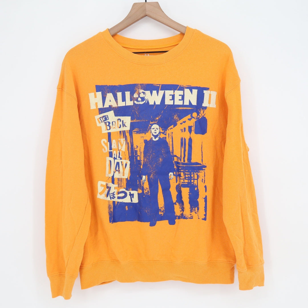 Halloween II Sweatshirt Men L Michael Myers Graphic Orange Horror Movie Exc