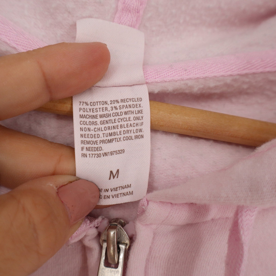 Auden Womens Pink Full Zip Fleece Hoodie Sweatshirt Size M Pockets