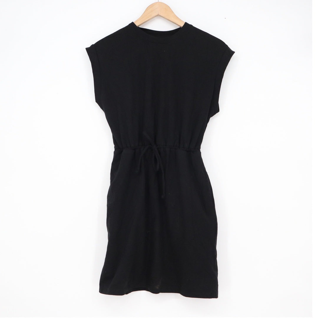 A New Day Black Sleeveless Drawstring Waist T-Shirt Dress XS VN1042782