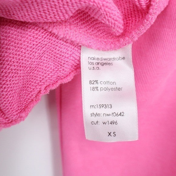 Naked Wardrobe Pink Cropped Hoodie Sweatshirt XS