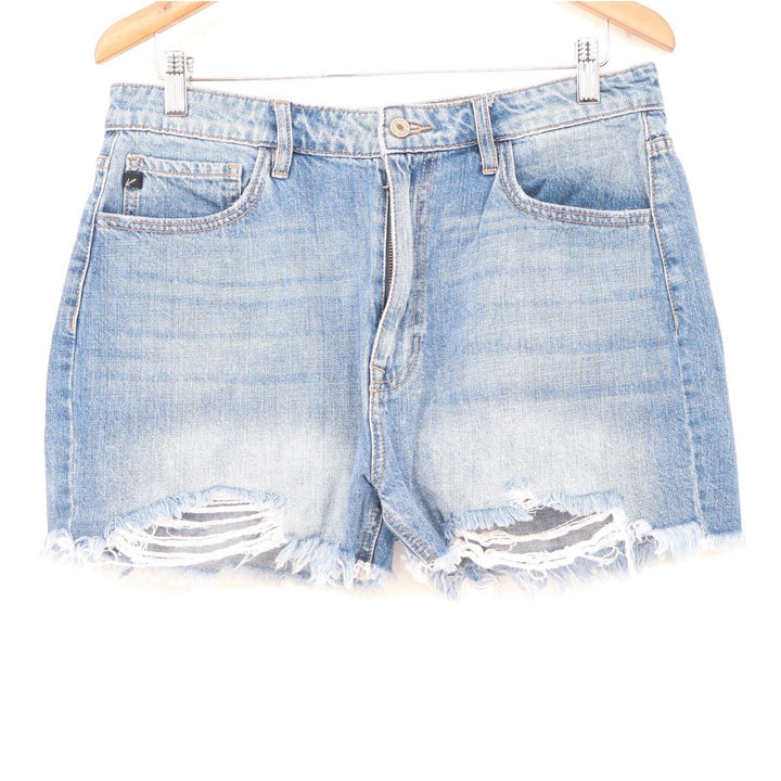 KanCan High Rise Distressed Denim Shorts Light Wash Womens 13/30