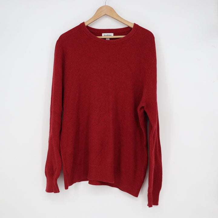 Goodfellow & Co Mens Red Textured Cotton Crew Neck Sweater Large