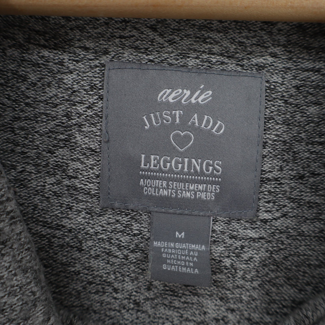 Aerie Just Add Leggings Tunic Top Womens Medium Heather Gray Stretch Cowl Neck