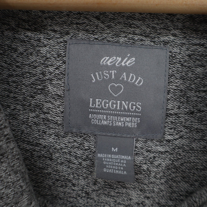 Aerie Just Add Leggings Tunic Top Womens Medium Heather Gray Stretch Cowl Neck