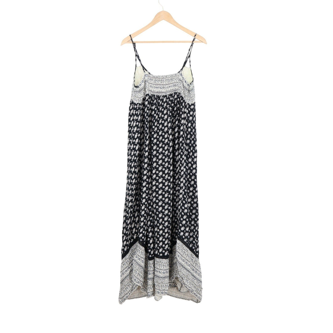 American Eagle Outfitters Black White Floral Boho Maxi Dress Small S/P