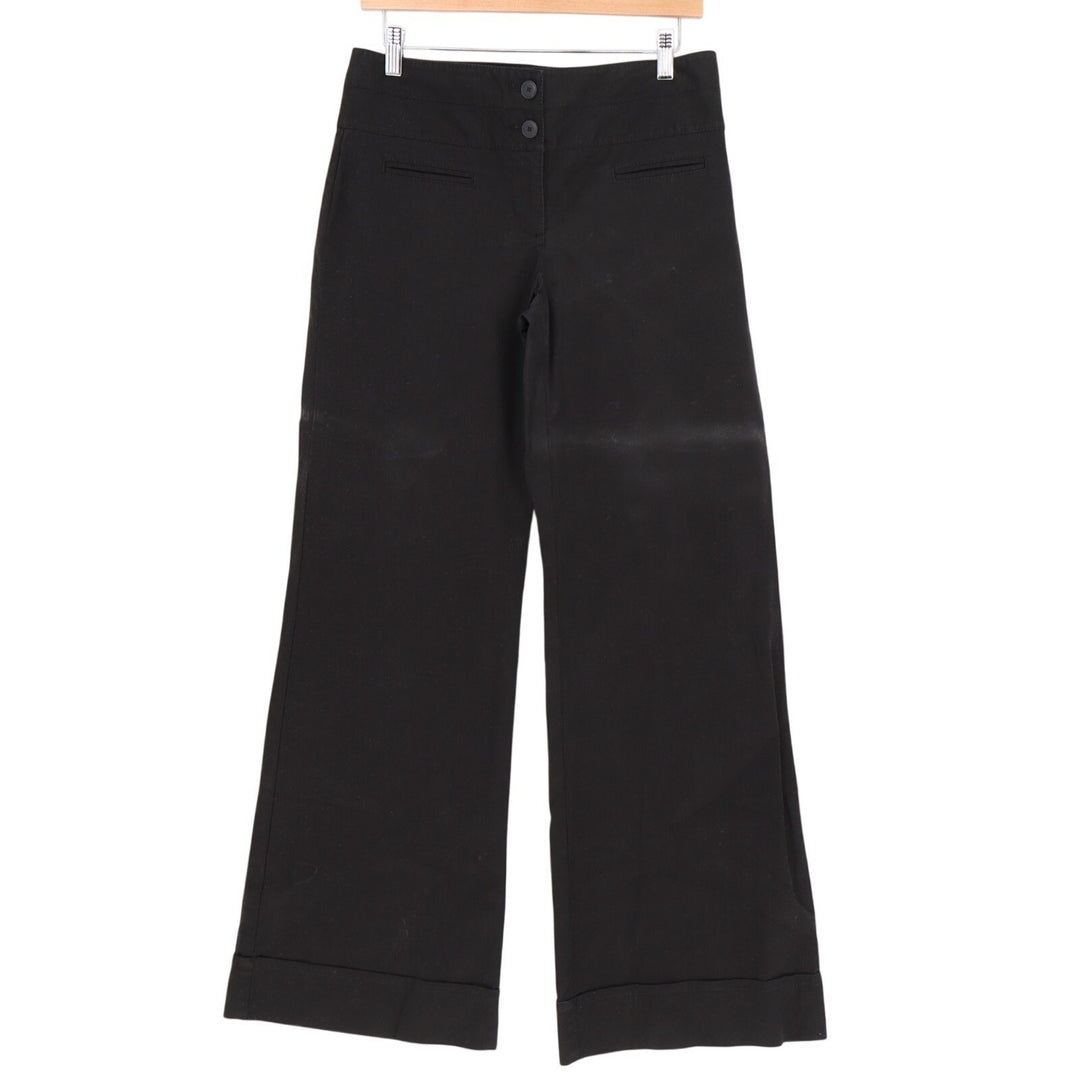 Ann Taylor Loft Ankle Pants Womens 4 Black Cotton Stretch Mid Rise Wide Leg
