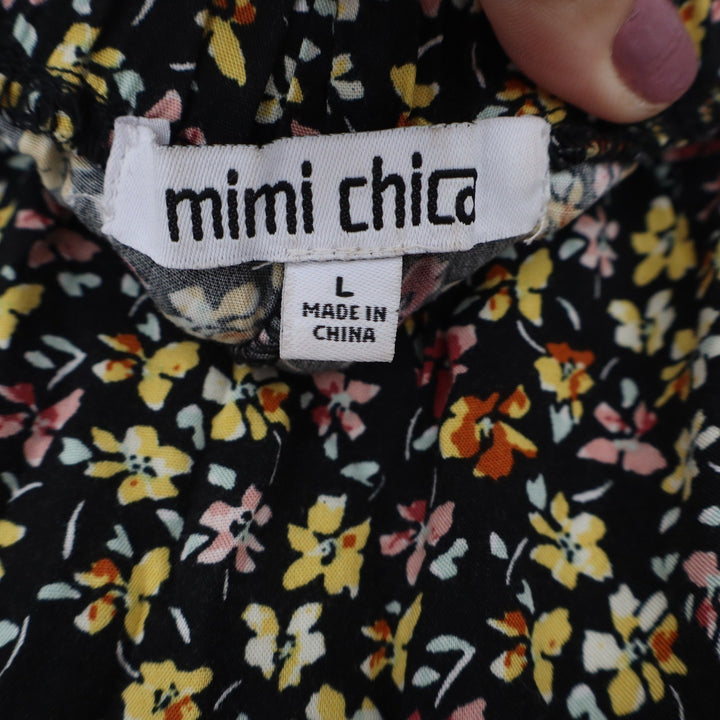 Mimi Chica Black Floral Ditsy Tiered Maxi Skirt Large Boho