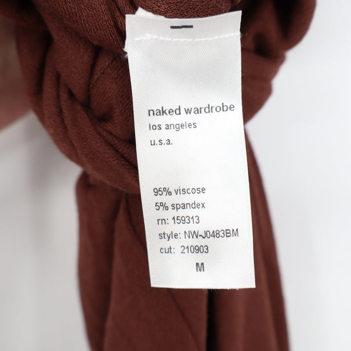 Naked Wardrobe Baby Mama Brown Sleeveless Front Zip Jumpsuit Medium
