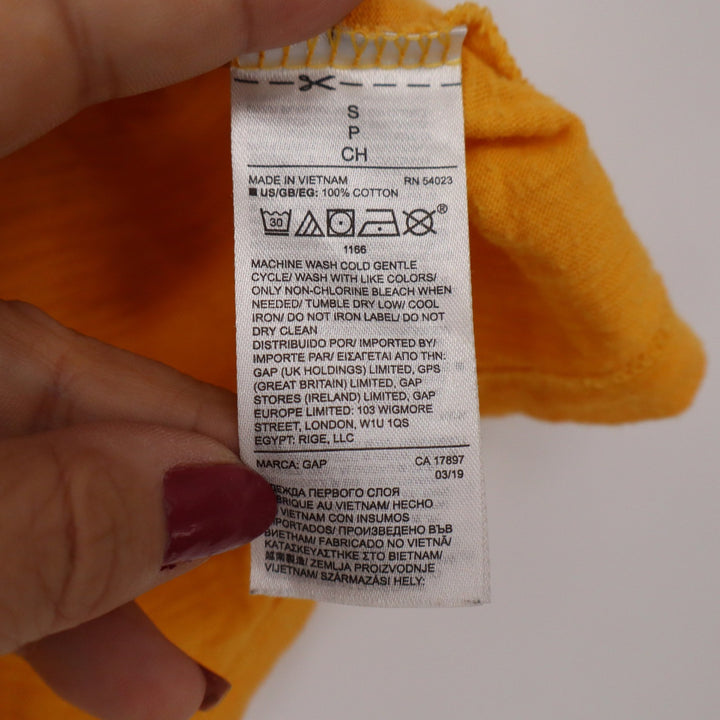 Gap Easy Tee Womens Small Yellow Cotton Slub Scoop Neck Short Sleeve T-Shirt