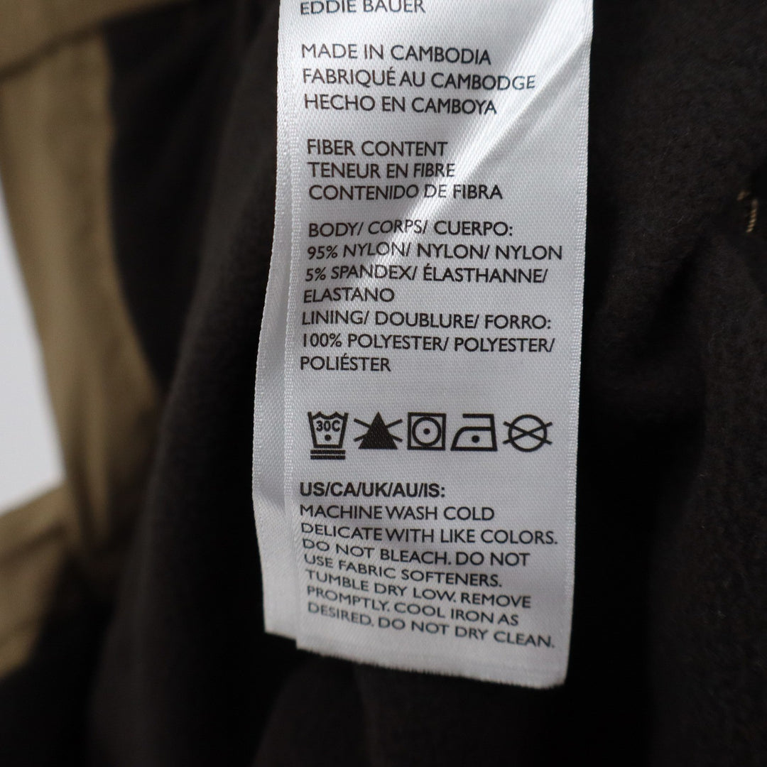 Eddie Bauer Mens 36x34 Fleece Lined First Ascent Guide Pants Tan Hiking Stretch