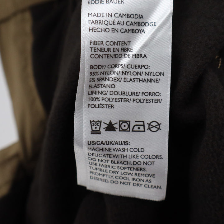 Eddie Bauer Mens 36x34 Fleece Lined First Ascent Guide Pants Tan Hiking Stretch