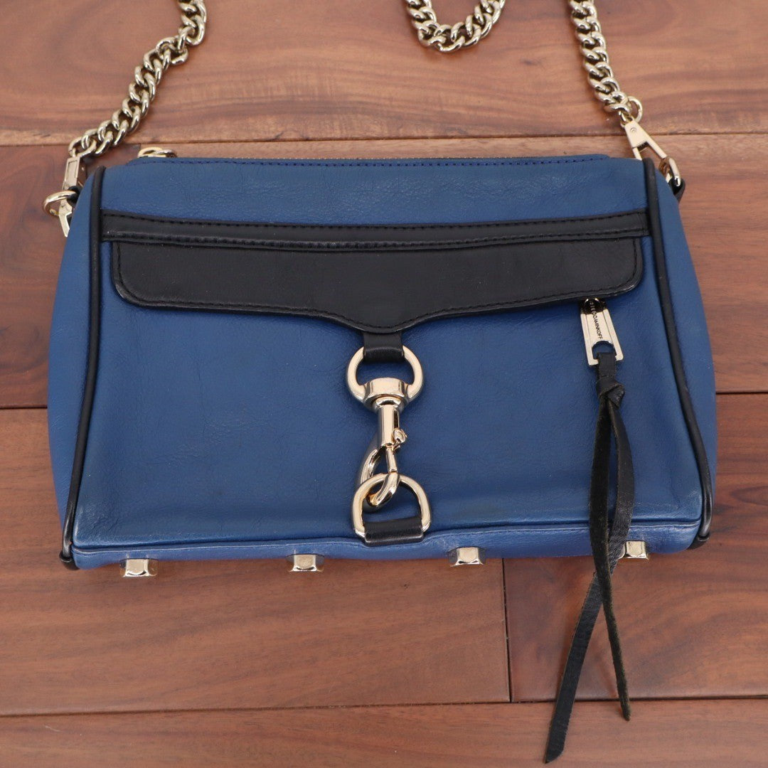Rebecca Minkoff Blue Leather Studded Chain Shoulder Crossbody Bag