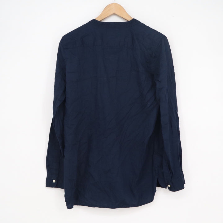 Gap Womens Navy Blue 100% Cotton Band Collar Henley Tunic Top Size M Long Sleeve