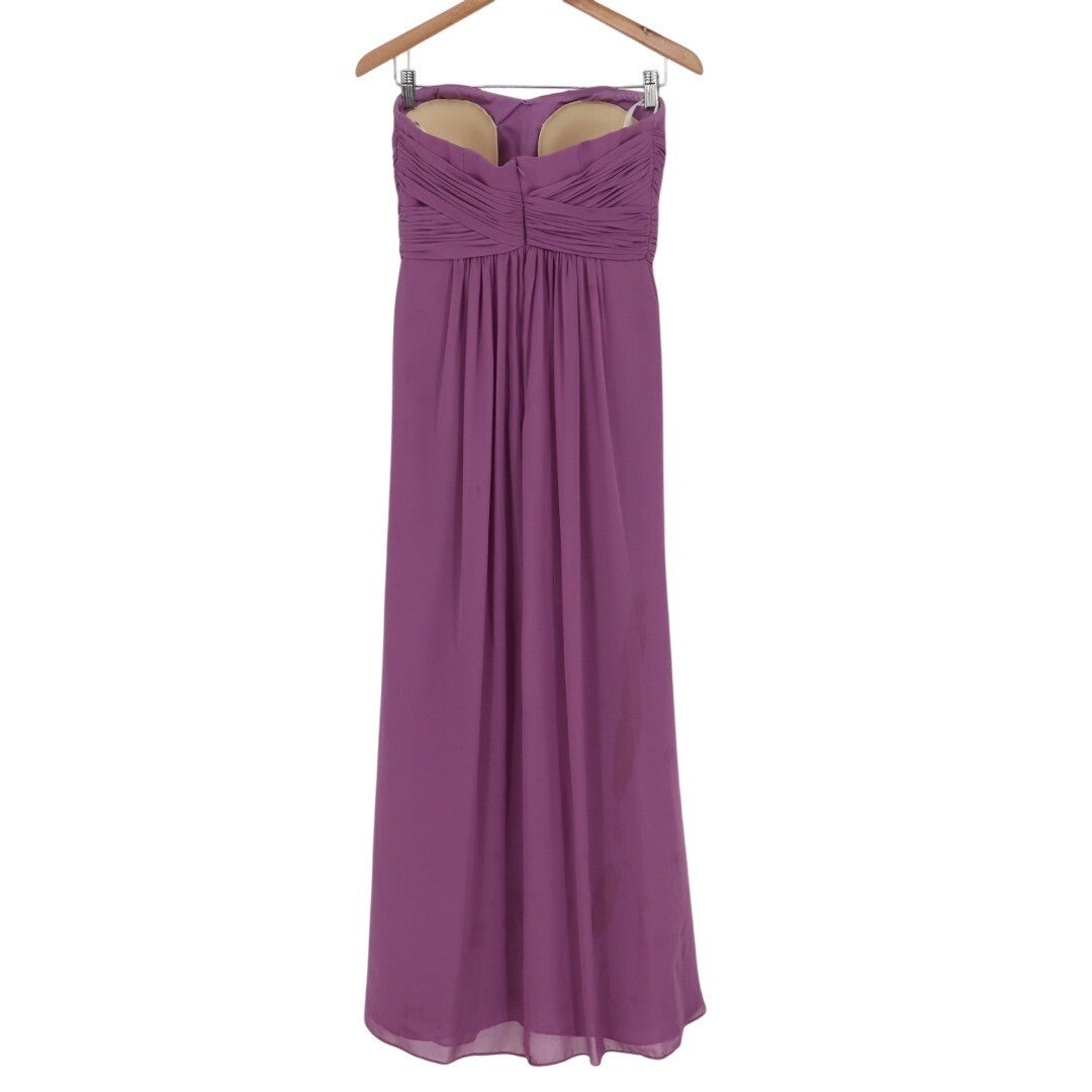 Davids Bridal Strapless Pleated Empire Waist Maxi Dress Purple Size 4