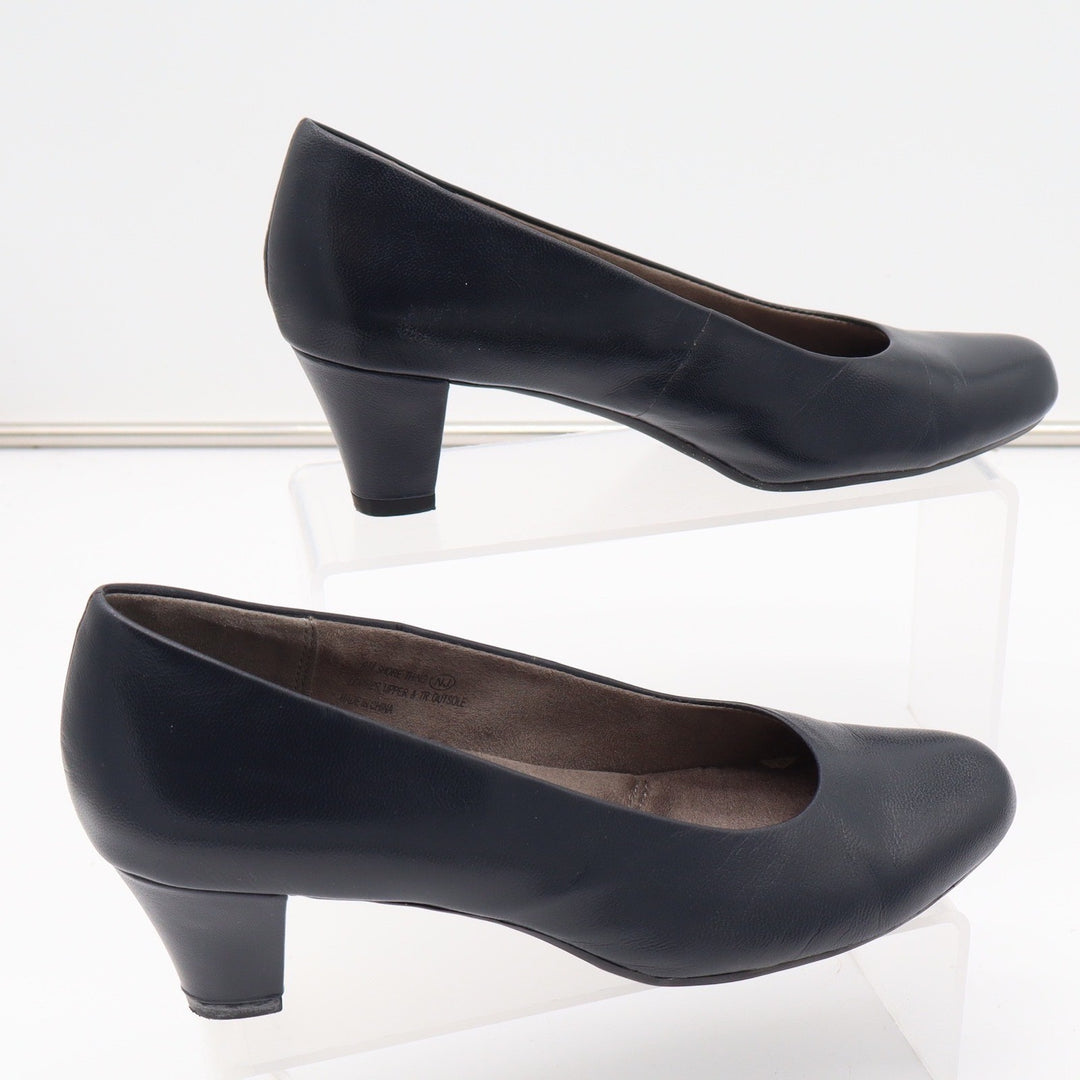 Aerosoles Shore Thing Navy Leather Pumps Heels Heel Rest Size 8M