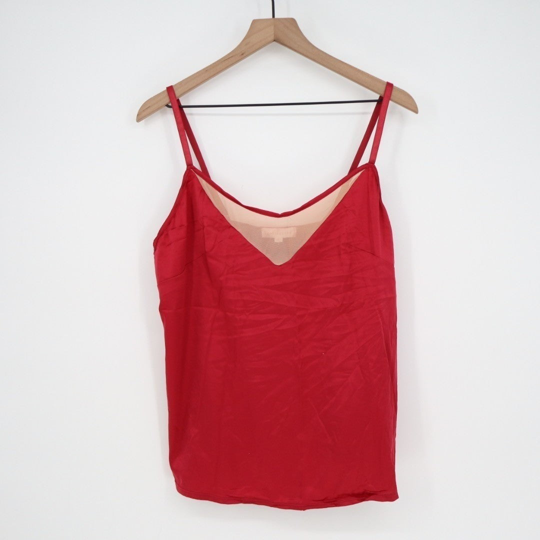 iCollection Jenna Contrast 2-PC Pajamas Set Women L Red Stretch Adjustable Strap