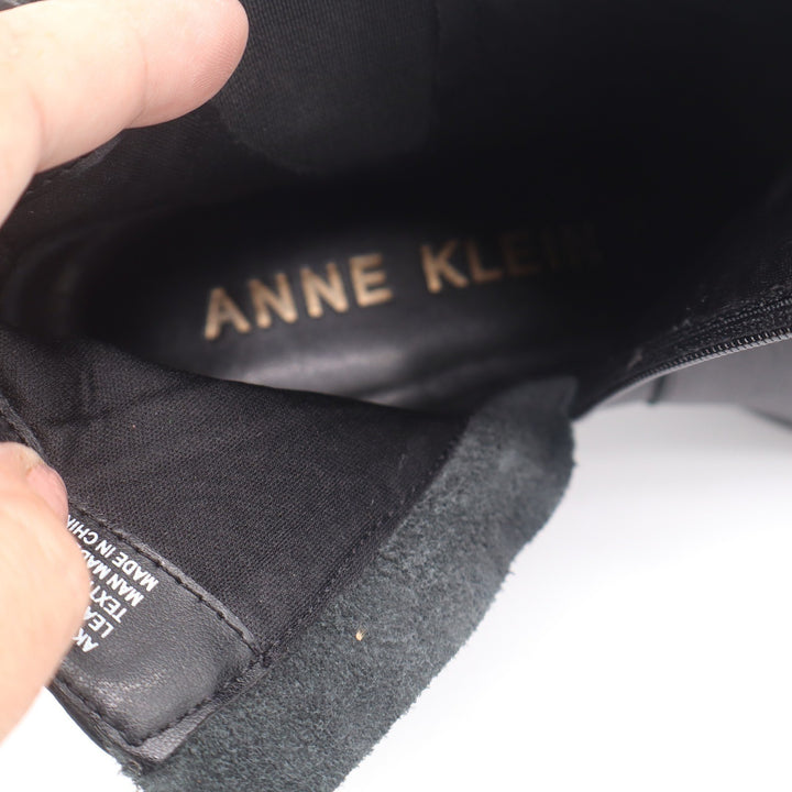 Anne Klein Aklaconte Black Leather Ankle Boots Womens 10M Block Heel