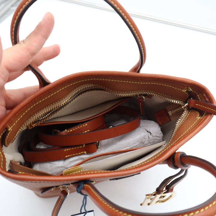 Dooney & Bourke Pebble Grain Small Lexington Shopper Caramel Tan Leather Bag