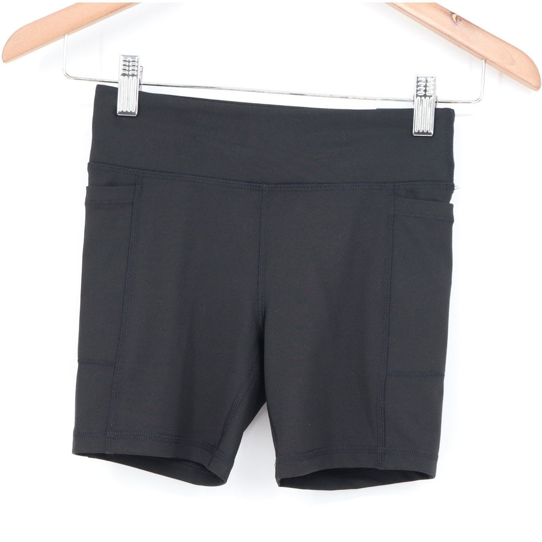 DSG Girls Momentum Bike Short Pure Black Mid Rise XS 8-9 New