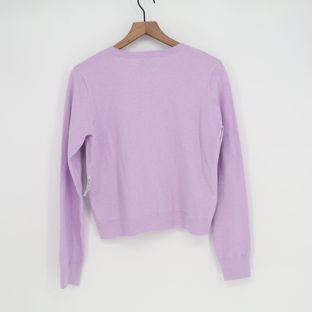 Old Navy Womens Lavender Purple Crew Neck Button Front Cardigan Sweater M