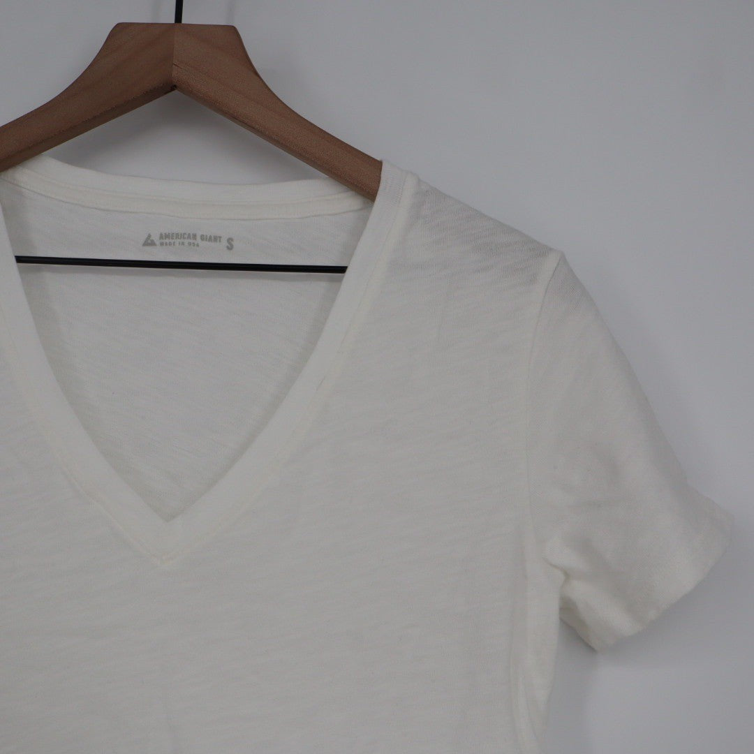American Giant Women's Classic Cotton V-neck Tee Size S Made In USA