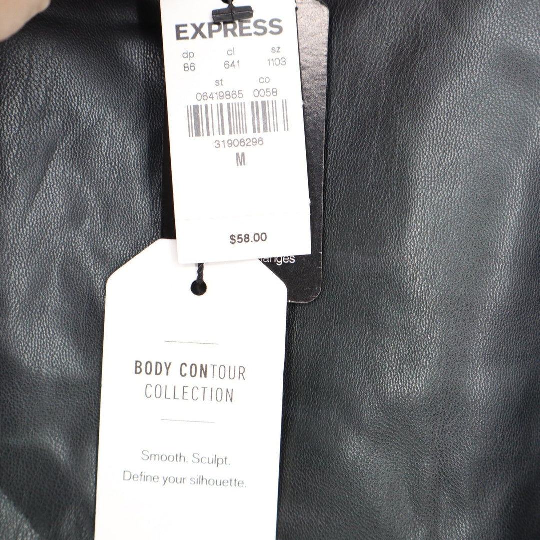 Express Body Contour Faux Leather Sleeveless Bodysuit Dark Green M