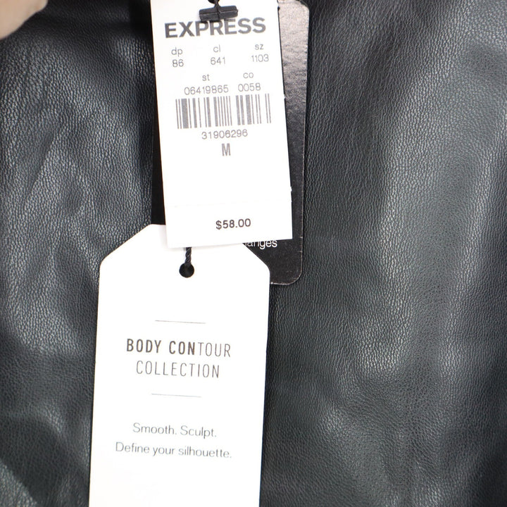 Express Body Contour Faux Leather Sleeveless Bodysuit Dark Green M