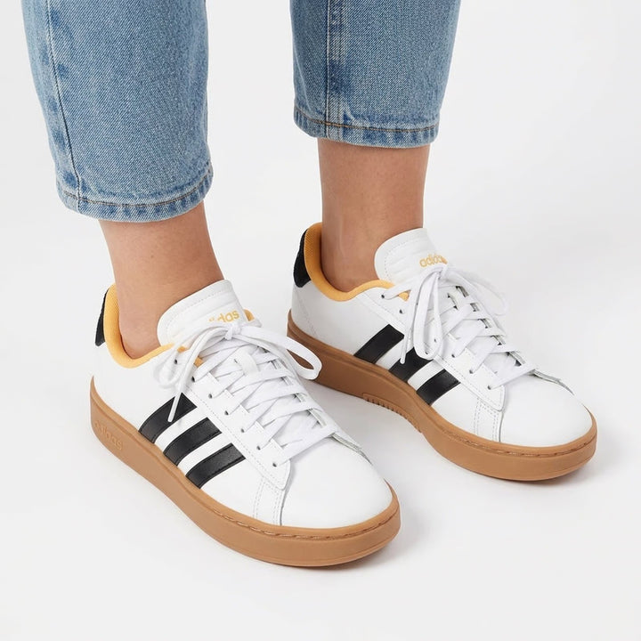 Adidas Grand Court Alpha White Black Yellow Gum Sneakers Women's Size 9