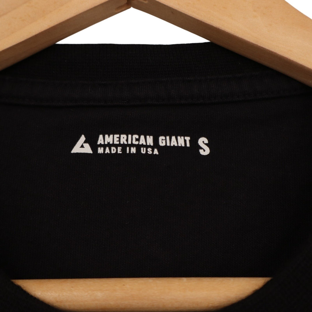 American Giant Long Sleeve Pocket Tee Mens Small Black Cotton Crew Neck Casual
