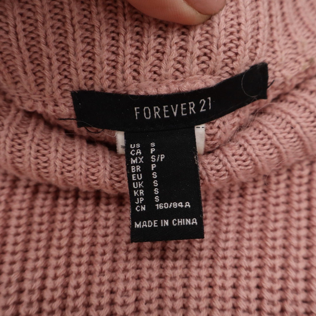 Forever 21 Dusty Rose Pink Side Lace Up Grommet Cropped Ribbed Knit Sweater S