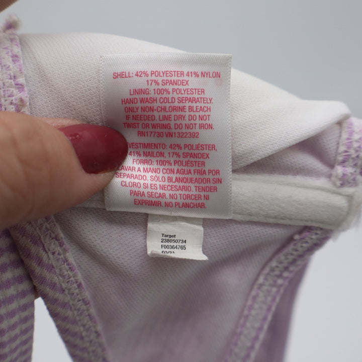 Xhilaration Purple White Seersucker Ruffle Bikini Top Small